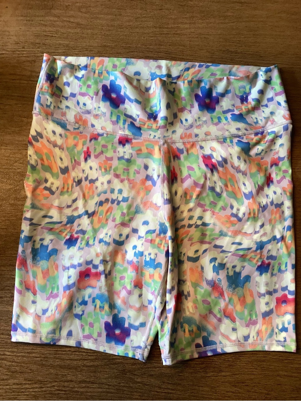Fabletics Multicolor Abstract Print High-Rise Bike Shorts